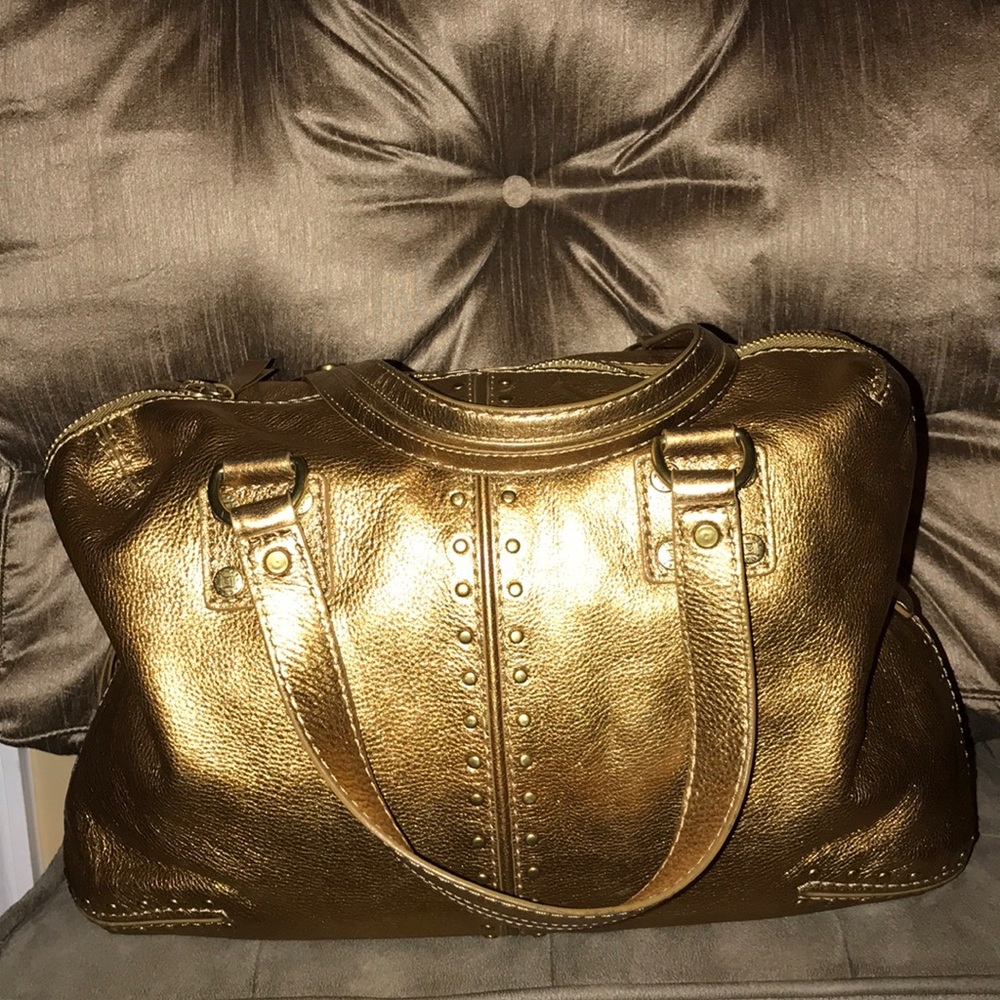 Michael Kors Astor Gold Metallic Leather Purse Bag